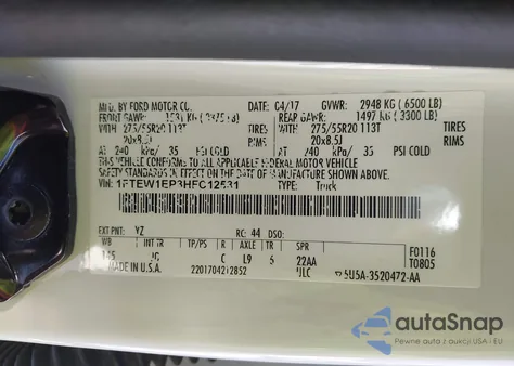 2017 Ford F-150 Xl from USA, damaged, VIN 1FTEW1EP3HFC12531